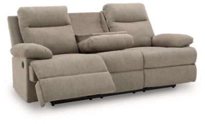 Side-Swipe Reclining Sofa with Drop Down Table - Carl's Furniture (Garden City, KS)