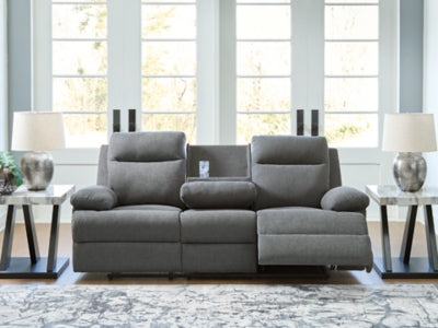 Side-Swipe Reclining Sofa with Drop Down Table - Carl's Furniture (Garden City, KS)