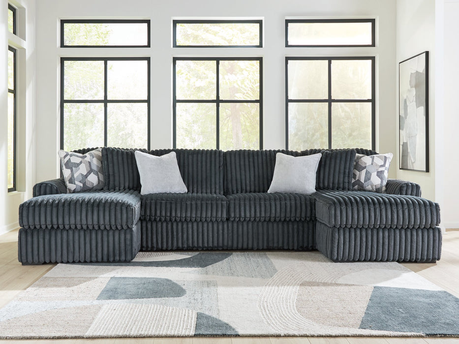 Midnight-Madness Double Chaise 3-Piece Sectional - Carl's Furniture (Garden City, KS)
