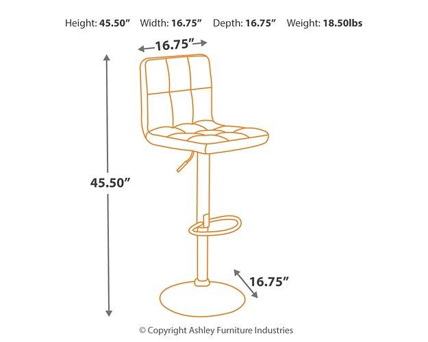Bellatier Adjustable Height Bar Stool - Carl's Furniture (Garden City, KS)