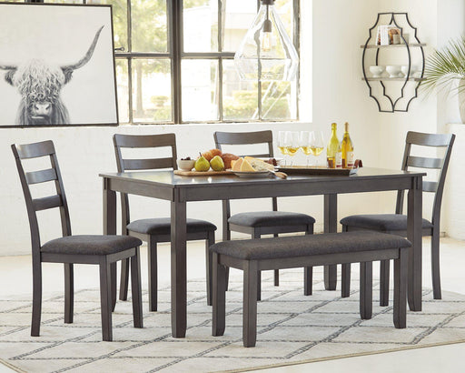 Bridson Dining Table and Chairs with Bench (Set of 6) - Carl's Furniture (Garden City, KS)
