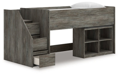 Frandern Loft Bed with Bookcase Storage - Carl's Furniture (Garden City, KS)