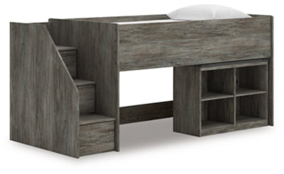 Frandern Loft Bed with Bookcase Storage - Carl's Furniture (Garden City, KS)