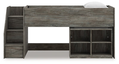 Frandern Loft Bed with Bookcase Storage - Carl's Furniture (Garden City, KS)