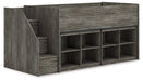 Frandern Loft Bed with Bookcase Storage - Carl's Furniture (Garden City, KS)