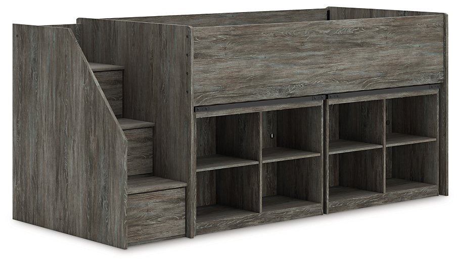 Frandern Loft Bed with Bookcase Storage - Carl's Furniture (Garden City, KS)