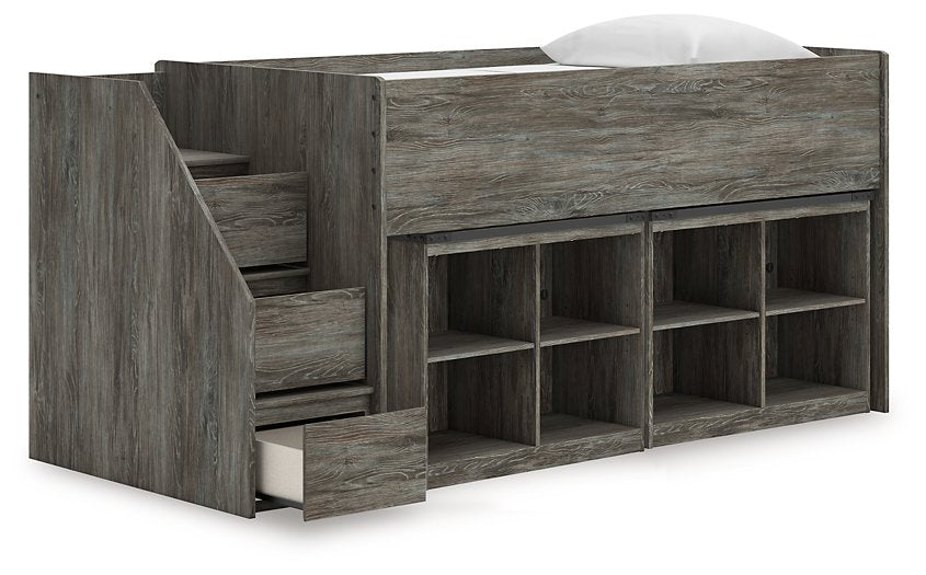 Frandern Loft Bed with Bookcase Storage - Carl's Furniture (Garden City, KS)