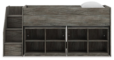 Frandern Loft Bed with Bookcase Storage - Carl's Furniture (Garden City, KS)