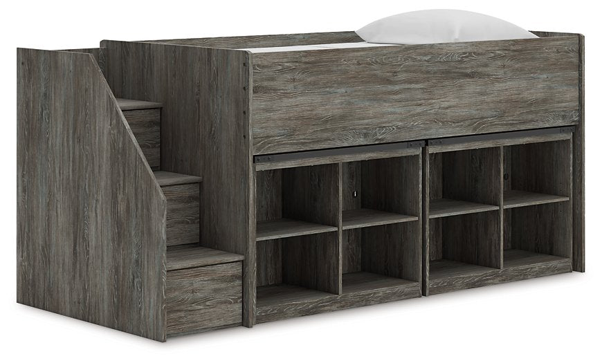 Frandern Loft Bed with Bookcase Storage - Carl's Furniture (Garden City, KS)