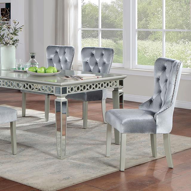 ADALIA Dining Table, Silver - Carl's Furniture (Garden City, KS)