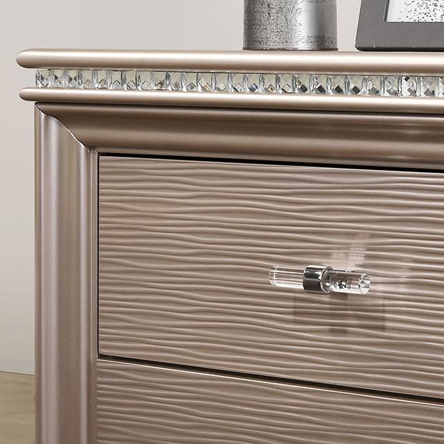 ALLIE Night Stand Beige & Rose Gold - Carl's Furniture (Garden City, KS)