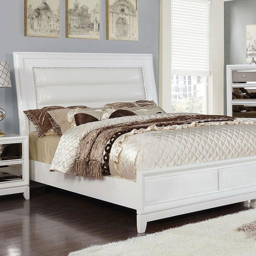 Golva E.King & Queen Bed White & Silver - Carl's Furniture (Garden City, KS)