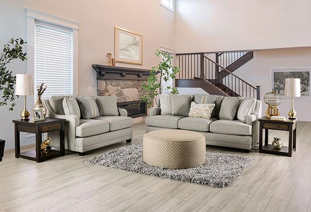 STEPHNEY Ottoman, Gray/Gold - Carl's Furniture (Garden City, KS)