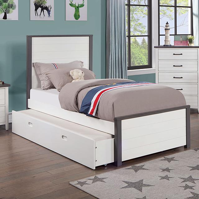 PRIAM Full & Twin Bed, White/Gray, Pink, Chrome, & Yellow - Carl's Furniture (Garden City, KS)