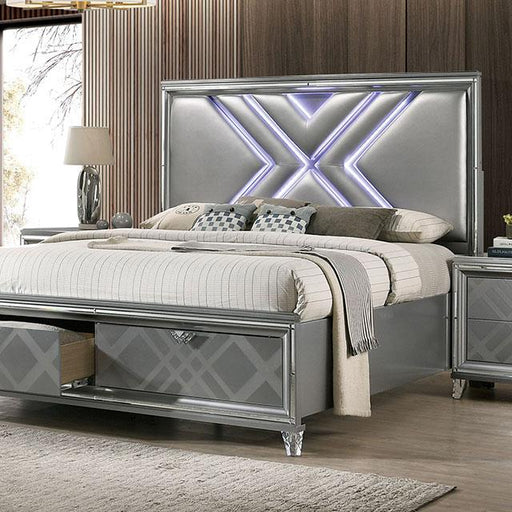 Emmeline Bed Silver & White - Carl's Furniture (Garden City, KS)