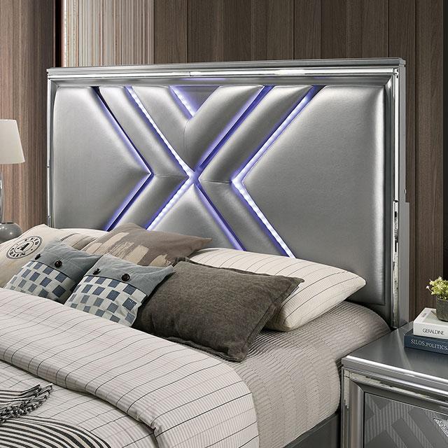 Emmeline Bed Silver & White - Carl's Furniture (Garden City, KS)