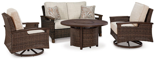 Paradise Trail Outdoor Loveseat, Lounge Chairs and Fire Pit Table - Carl's Furniture (Garden City, KS)
