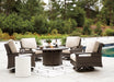 Paradise Trail Paradise Trail Fire Pit Table with 4 Nuvella Swivel Lounge Chairs - Carl's Furniture (Garden City, KS)
