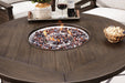 Paradise Trail Paradise Trail Fire Pit Table with 4 Nuvella Swivel Lounge Chairs - Carl's Furniture (Garden City, KS)