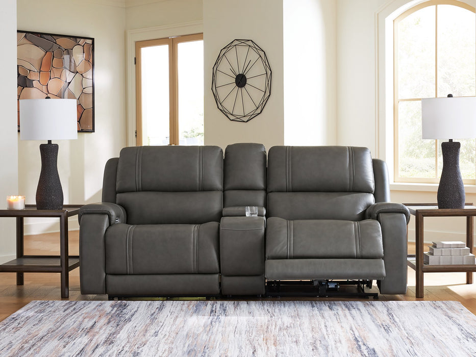 5Z - Pittson Power Reclining Sectional Loveseat with Console - Carl's Furniture (Garden City, KS)