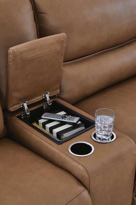 DeepWakes Reclining Sectional with Storage Console - Carl's Furniture (Garden City, KS)
