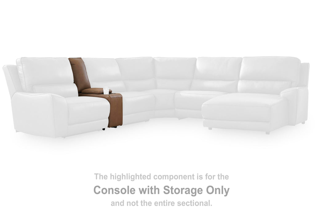 DeepWakes Reclining Sectional with Storage Console - Carl's Furniture (Garden City, KS)