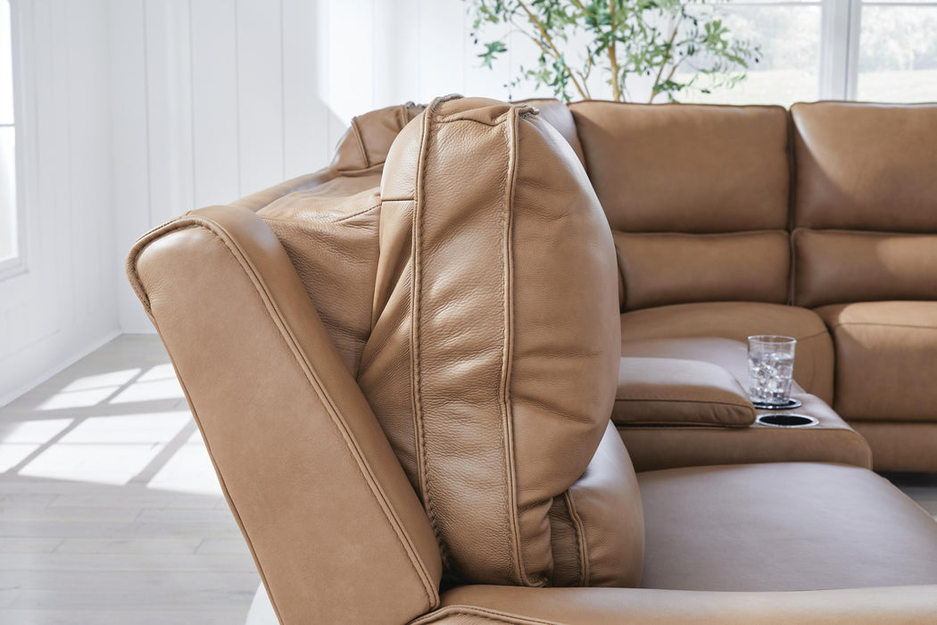 DeepWakes Reclining Sectional with Storage Console - Carl's Furniture (Garden City, KS)